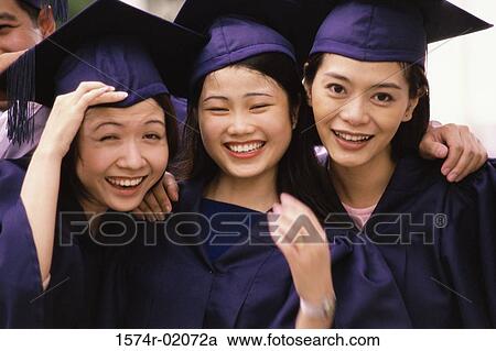 Portrait of three young women in graduation outfits View Large Photo Image Stock Image - Portrait of three young women in graduation outfits. Fotosearch