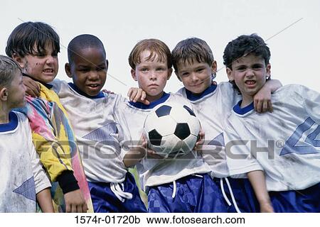 Stock Image - Portrait of a soccer team. Fotosearch