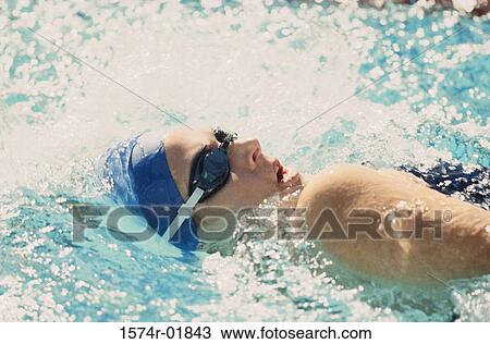 Side profile of a young woman swimming in a swimming pool View Large Photo Image Stock Image - Side profile of a young woman swimming in a swimming pool. Fotosearch