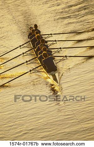 Stock Image - Team sport rowing. Fotosearch