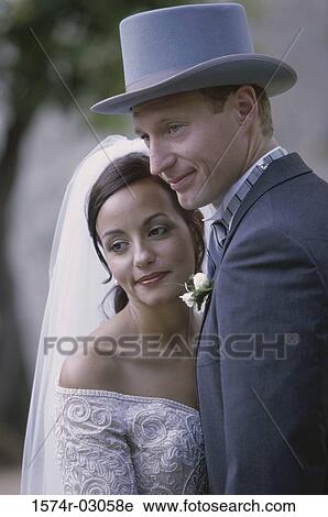 Stock Image - Close-up of a newlywed couple. Fotosearch