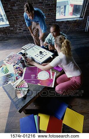 High angle view of business executives working View Large Photo Image Stock Photograph - High angle view of business executives working. Fotosearch