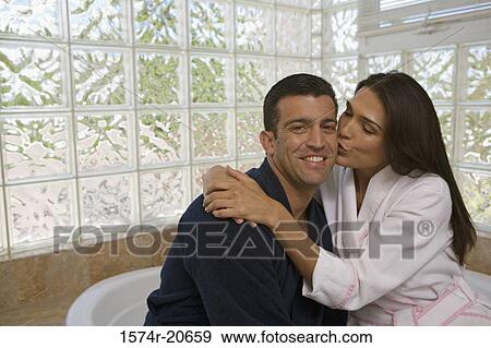 Close Up Of A Mid Woman Kissing Man In The Close Up Of A Mid Woman Kissing