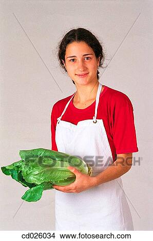 Picture - adolescence, clipping path, chef, apron, activity. Fotosearch