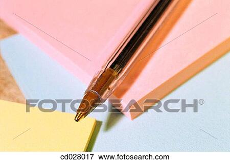 Ballpoint pen and sticky notes View Large Photo Image Stock Photo - Ballpoint pen and sticky notes. Fotosearch