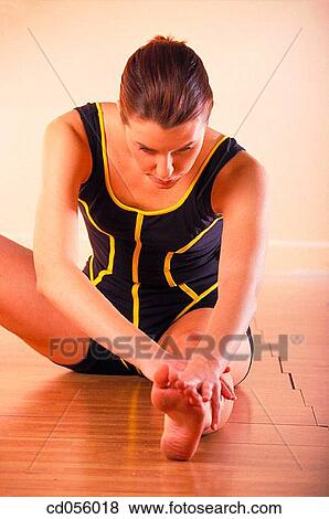 barefoot, calisthenics, brunette, activity View Large Photo Image Stock Photo - barefoot, calisthenics, brunette, activity. Fotosearch