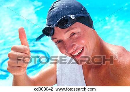 Stock Image - bathing-cap, content, contentment. Fotosearch