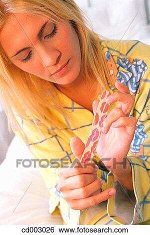 Stock Photograph - beauty, Body care, blond, Beauty Care, at-home. Fotosearch