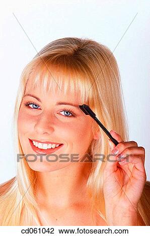 Stock Image - beauty, brush, blond, Beauty Care, activity. Fotosearch