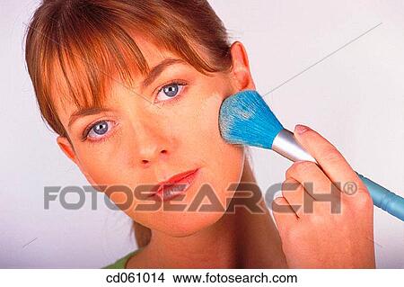 Picture - beauty, brush, brunette, Beauty Care, activity. Fotosearch