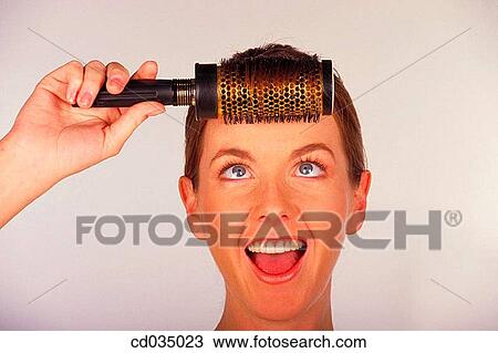 Stock Image - beauty, brush, brunette, Beauty Care, activity. Fotosearch
