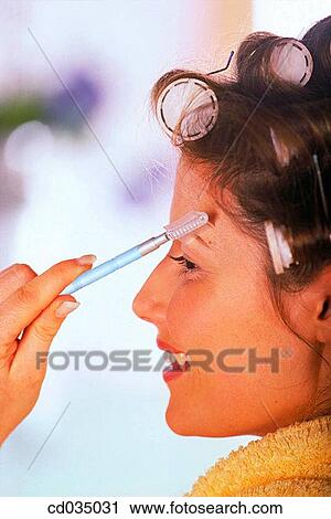 Stock Image - beauty, brush, brunette, Beauty Care, activity. Fotosearch