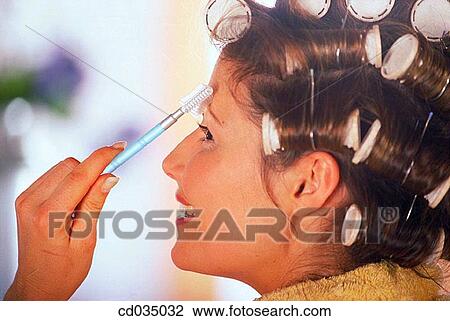 Stock Image - beauty, brush, brunette, Beauty Care, activity. Fotosearch