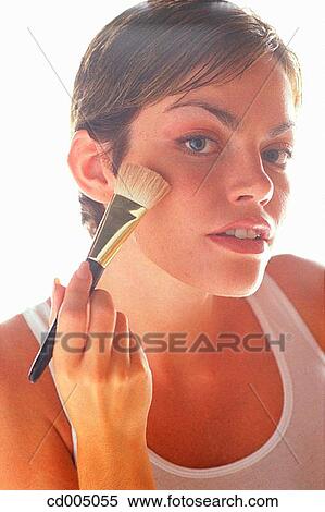Stock Photography - beauty, brush, brunette, Beauty Care, apply. Fotosearch