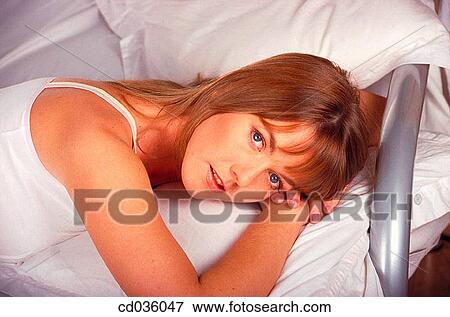 bed, brunette, at-home View Large Photo Image Stock Photo - bed, brunette, at-home. Fotosearch