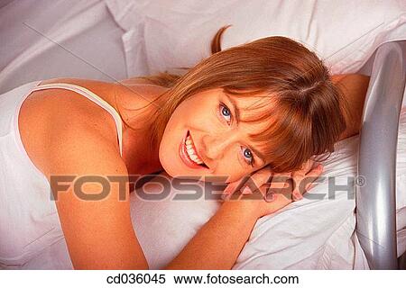 bed, brunette, at-home View Large Photo Image Stock Photography - bed, brunette, at-home. Fotosearch