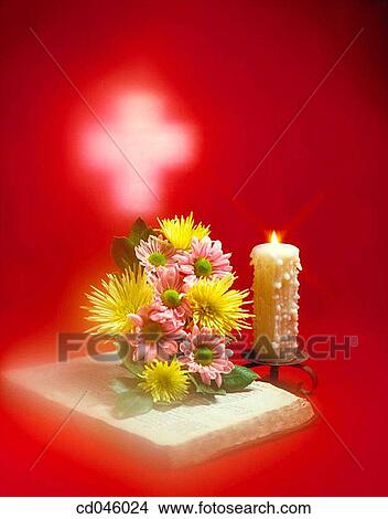 Bible, book, candle, Christian, Christianity, Close-up View Large Photo Image Picture - Bible, book, candle, Christian, Christianity, Close-up. Fotosearch