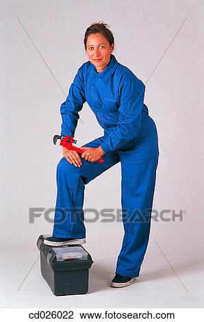 blue, boilersuit, brunette, clipping path View Large Photo Image Stock Image - blue, boilersuit, brunette, clipping path. Fotosearch