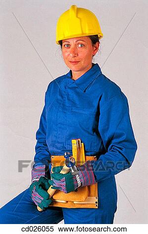 blue, carpenter, brunette, boilersuit, activity View Large Photo Image Stock Photography - blue, carpenter, brunette, boilersuit, activity. Fotosearch