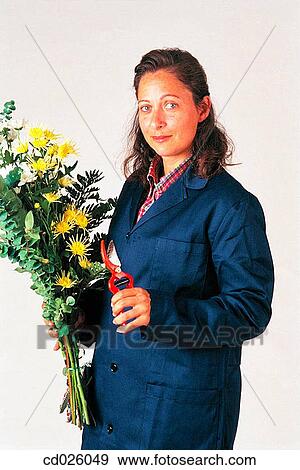 Stock Photo - bouquet, clipping path, brunette, activity. Fotosearch