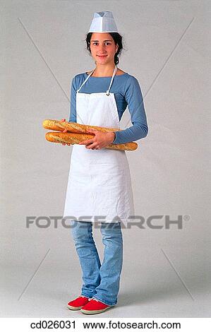 Stock Image - bread, adolescence, bakery, baker, apron, activity. Fotosearch