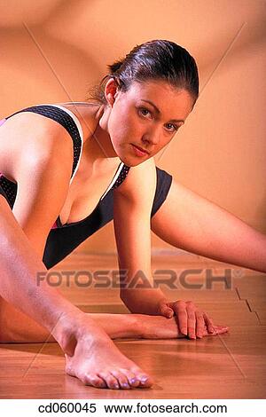 brunette, calisthenics, activity View Large Photo Image Stock Photography - brunette, calisthenics, activity. Fotosearch