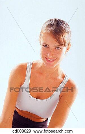 Stock Photo - brunette, contemporary, dark hair. Fotosearch
