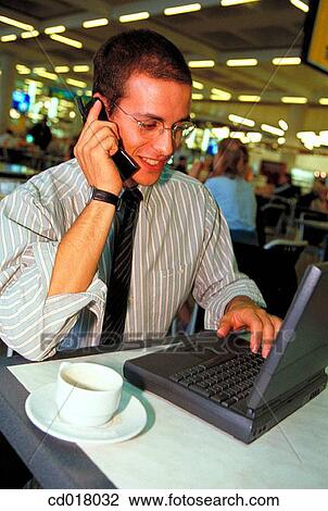Stock Image - business, cafe, businesspeople, businessman, activity. Fotosearch