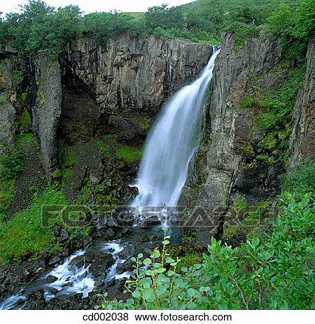 Hundafoss Waterfall. Skaftafell National Park. Iceland View Large Photo Image Stock Photo - Hundafoss Waterfall. Skaftafell National Park. Iceland. Fotosearch