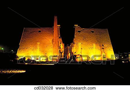 Stock Photo - Luxor Temple at night, Luxor (ancient Egyptian city of Thebes). Fotosearch