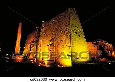 Stock Image - Luxor Temple at night, Luxor, Egypt. Fotosearch