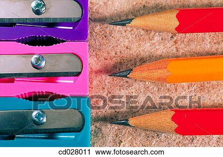 Pencils and sharpeners View Large Photo Image Stock Image - Pencils and sharpeners. Fotosearch