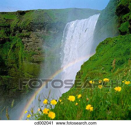 Skogafoss Waterfall. Iceland View Large Photo Image Stock Image - Skogafoss Waterfall. Iceland. Fotosearch