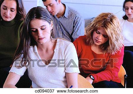 Stock Photo - adolescence, College student, classroom, boy, activity. Fotosearch