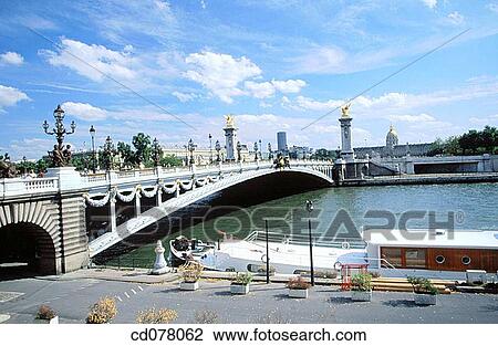 Stock Image - Alexandre III Bridge at Seine River. Paris. France.. Fotosearch