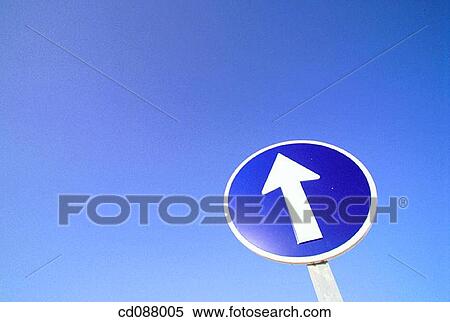 Stock Photography - arrow, circle, blue, bearing, Ahead only. Fotosearch