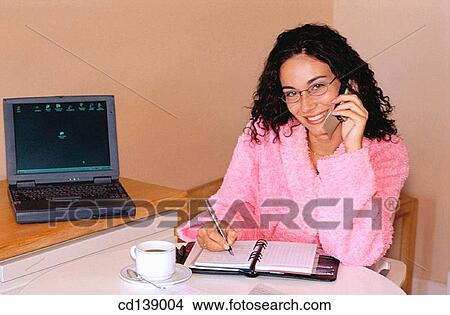 at-home, brunette, breakfast, bathrobe, agenda View Large Photo Image Picture - at-home, brunette, breakfast, bathrobe, agenda. Fotosearch