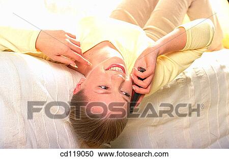 at-home, carefree, calling, blond, activity View Large Photo Image Stock Image - at-home, carefree, calling, blond, activity. Fotosearch