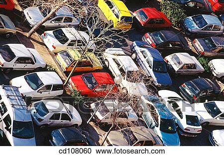 Stock Image - automobile, day, car park, car, arrangement. Fotosearch