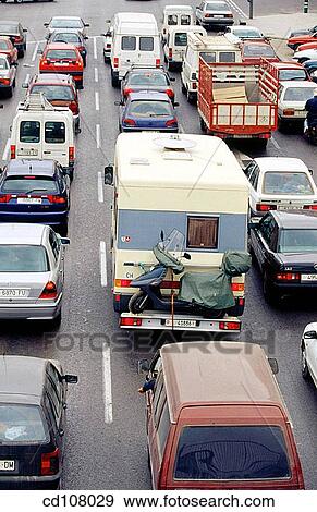 Stock Photo - automobile, day, caravan, car, activity. Fotosearch