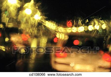 Stock Photograph - automobile, headlight, car, blurred motion, activity. Fotosearch