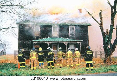 Stock Image - back view, burning, catastrophe, country, danger. Fotosearch