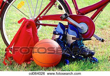 backpack, ball, basketball, bicycle, Close-up View Large Photo Image Stock Photograph - backpack, ball, basketball, bicycle, Close-up. Fotosearch