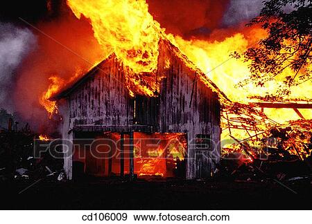 Barn Burning Catastrophe Country Danger Stock Photo Cd106009