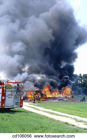 Barn Burning Catastrophe Country Danger Stock Photograph