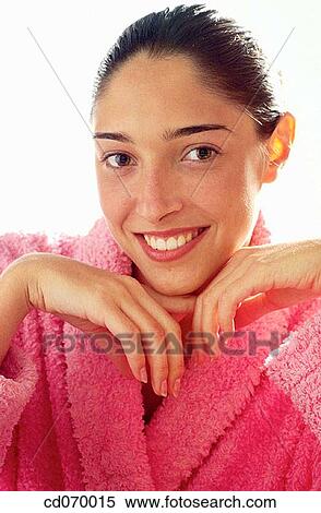 bathrobe, beauty, Beauty Care, brunette, carefree View Large Photo Image Stock Photography - bathrobe, beauty, Beauty Care, brunette, carefree. Fotosearch