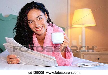 bathrobe, brunette, bedroom, bed, at-home View Large Photo Image Stock Photography - bathrobe, brunette, bedroom, bed, at-home. Fotosearch