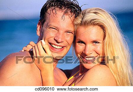 Stock Image - beach, Close-up, blond, affection. Fotosearch