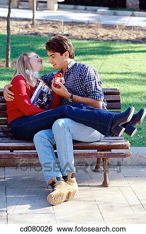Stock Photograph - bench, bonding, bond, Best friend, affection. Fotosearch
