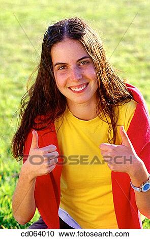 brunette, carefree, achievement View Large Photo Image Stock Image - brunette, carefree, achievement. Fotosearch